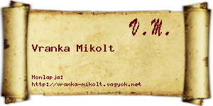 Vranka Mikolt névjegykártya
